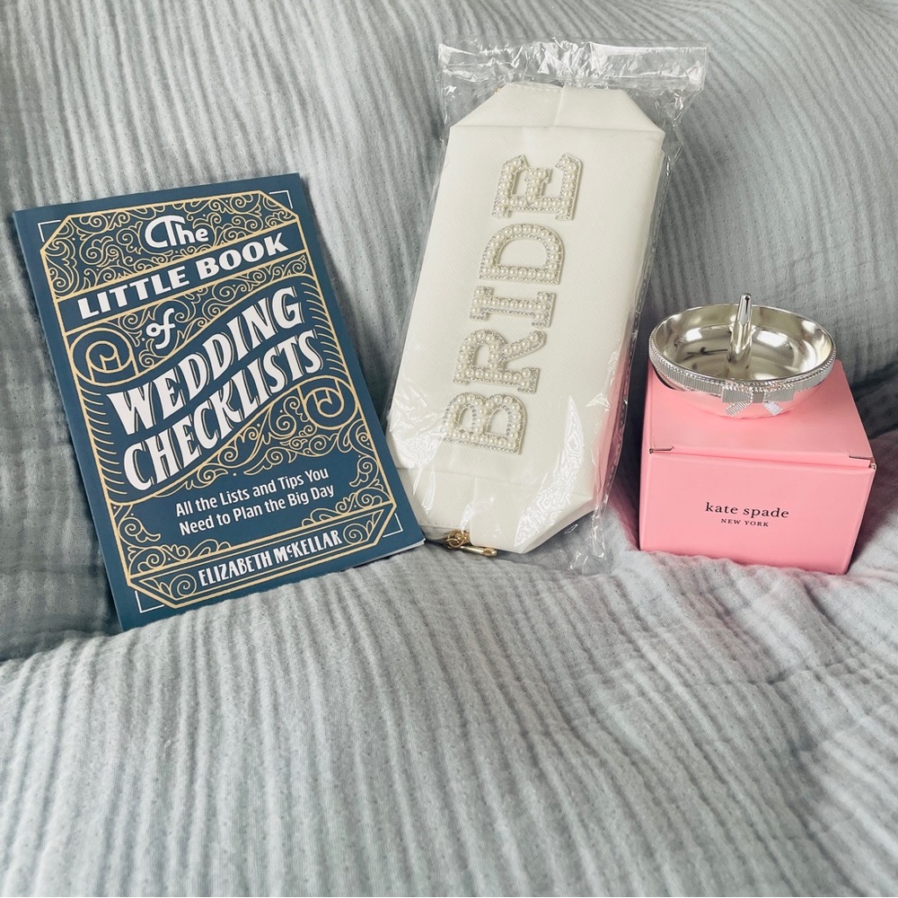 Engagement Bundle! Kate Spade Ring Holder, Bride Zip Bag, Wedding Checklist Book